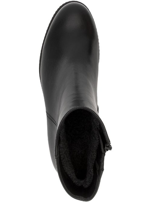 Bottines  en cuir lisse - Kiabi