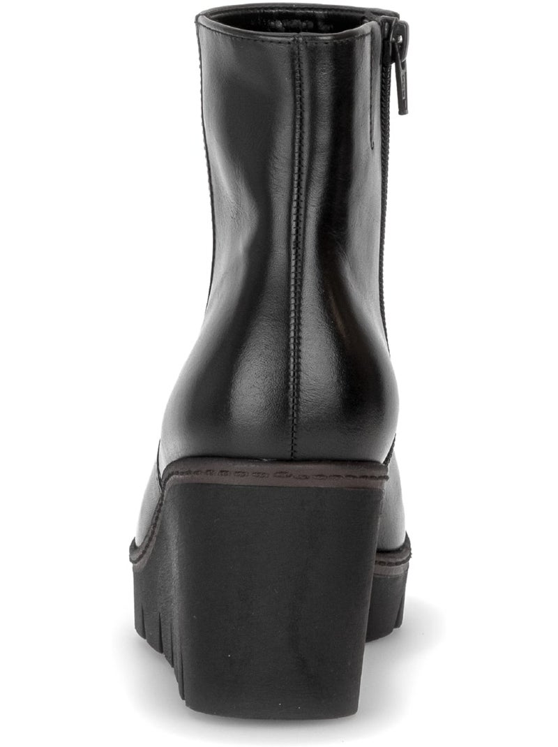 Bottines  en cuir lisse Noir Noir - Kiabi