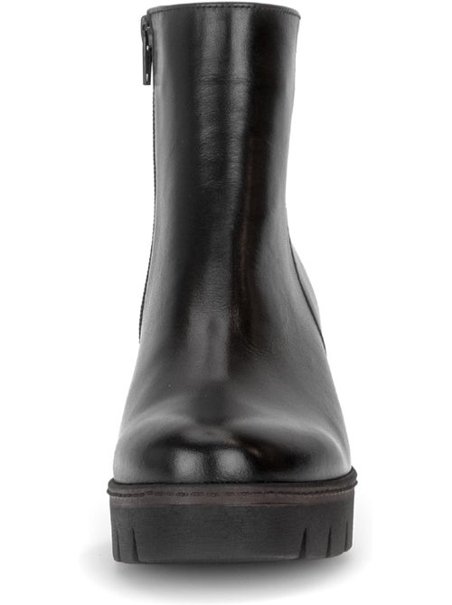 Bottines  en cuir lisse - Kiabi
