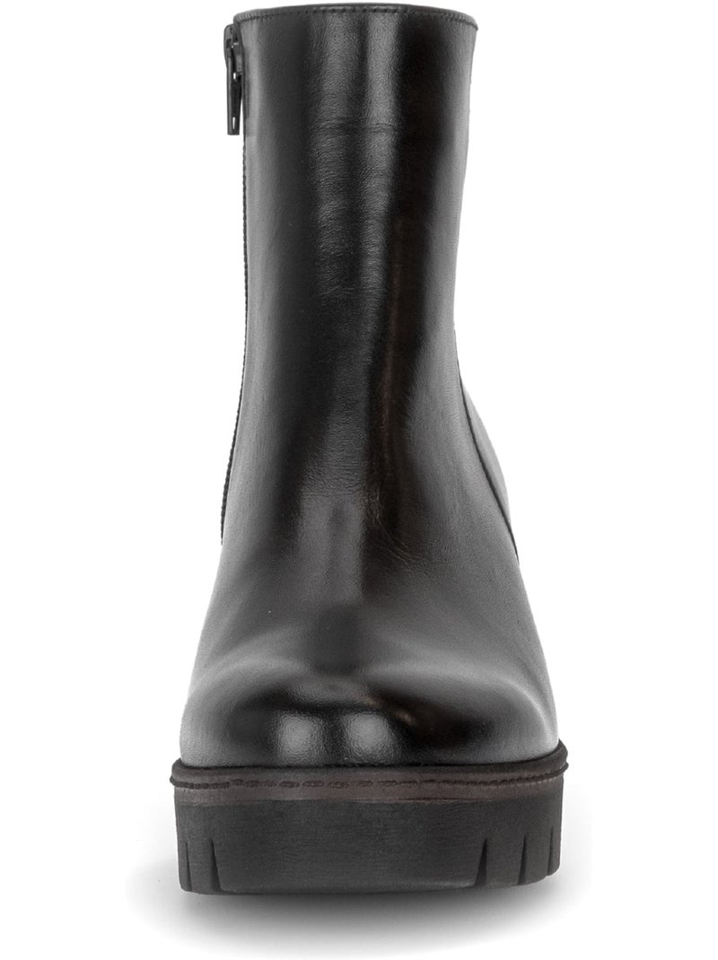 Bottines  en cuir lisse Noir Noir - Kiabi
