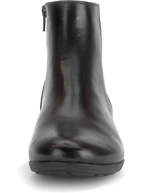 Bottines  en cuir lisse - Kiabi