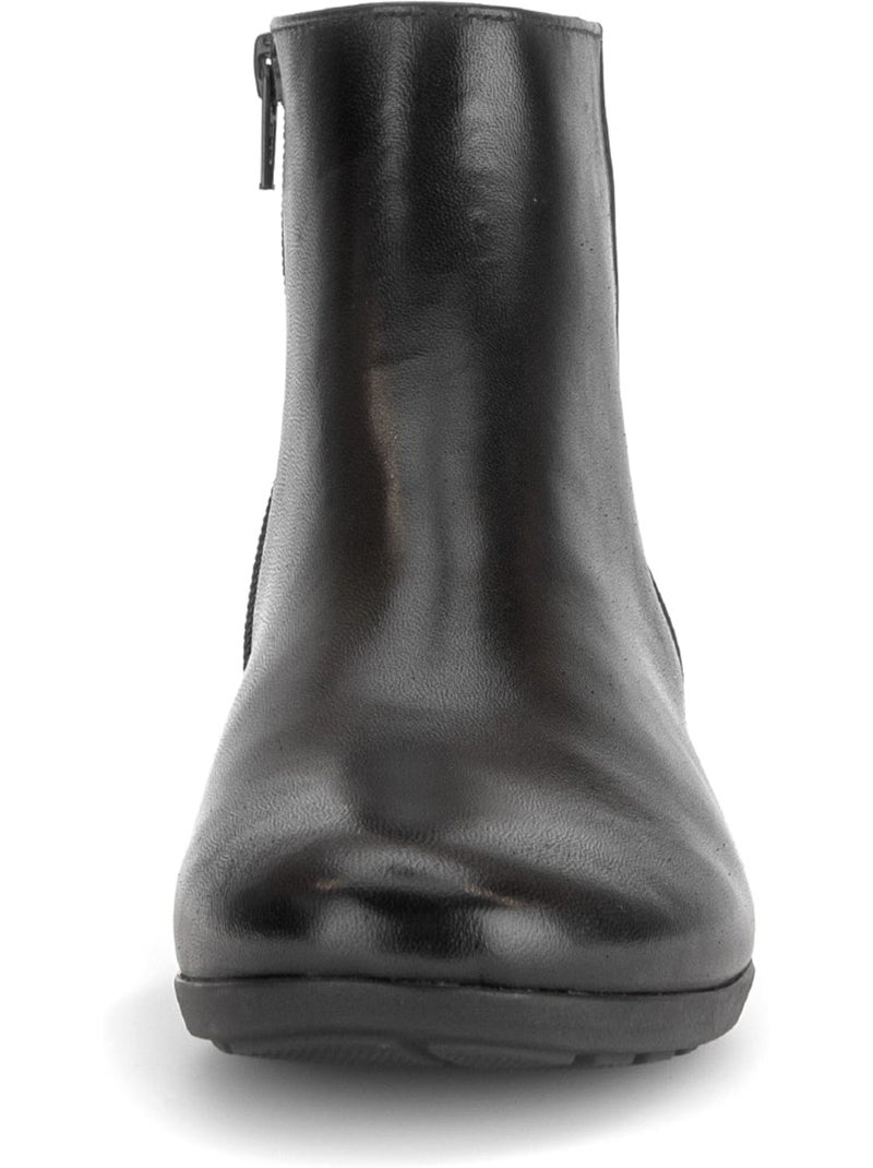 Bottines  en cuir lisse Noir Noir - Kiabi