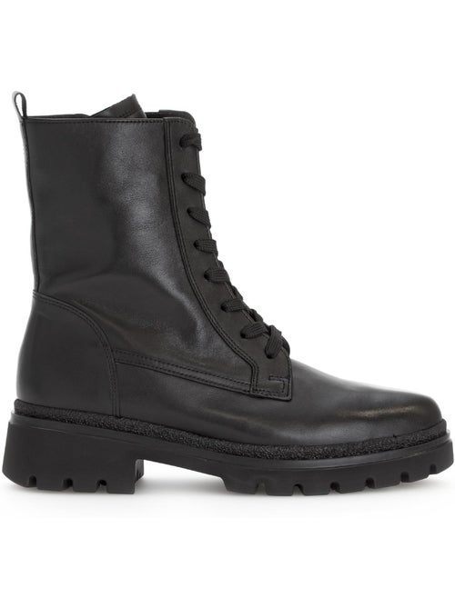 Bottines  en cuir lisse - Kiabi