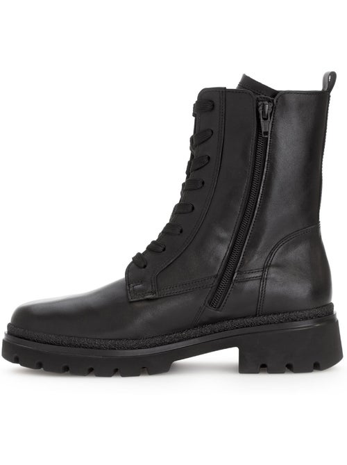 Bottines  en cuir lisse - Kiabi