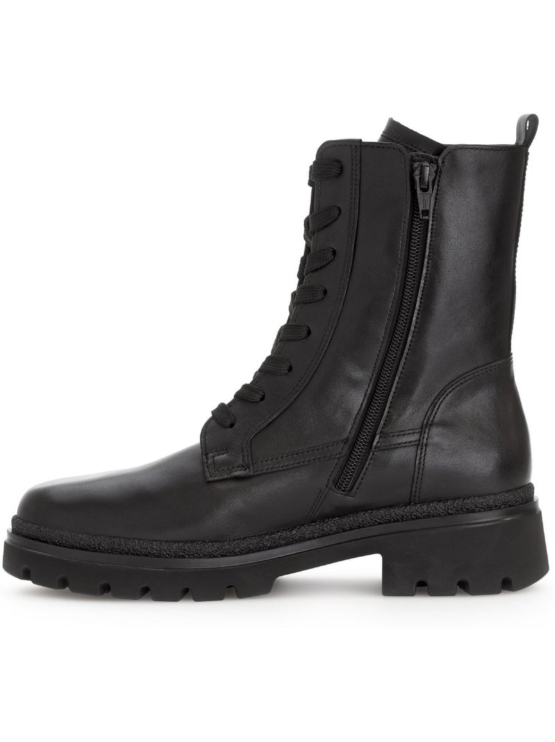 Bottines  en cuir lisse Noir Noir - Kiabi