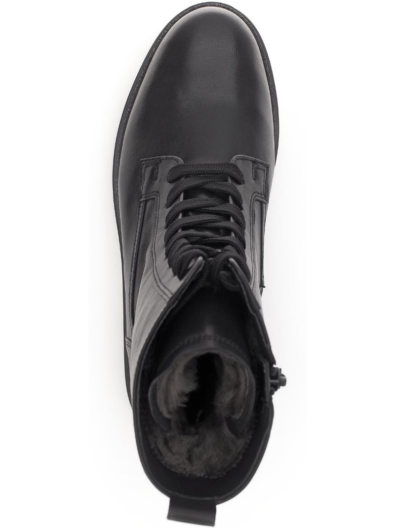 Bottines  en cuir lisse Noir Noir - Kiabi