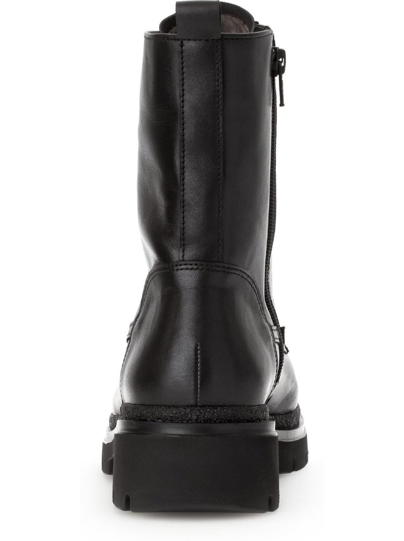 Bottines  en cuir lisse Noir Noir - Kiabi