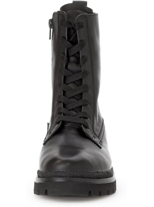 Bottines  en cuir lisse - Kiabi