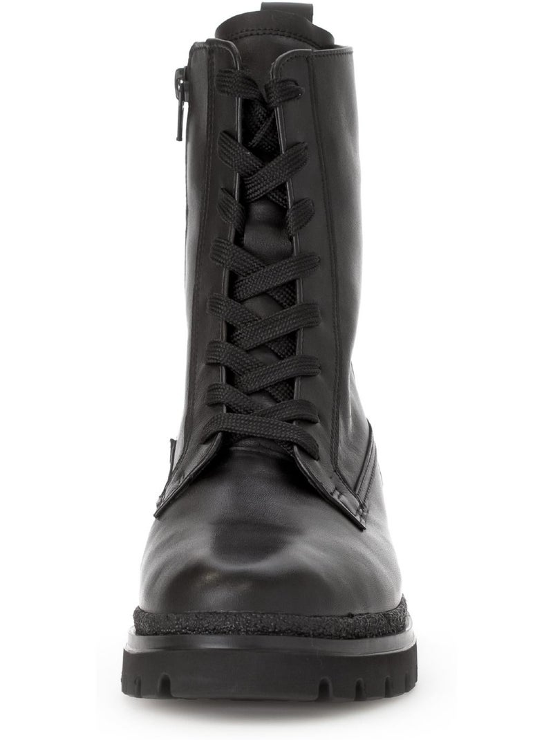 Bottines  en cuir lisse Noir Noir - Kiabi