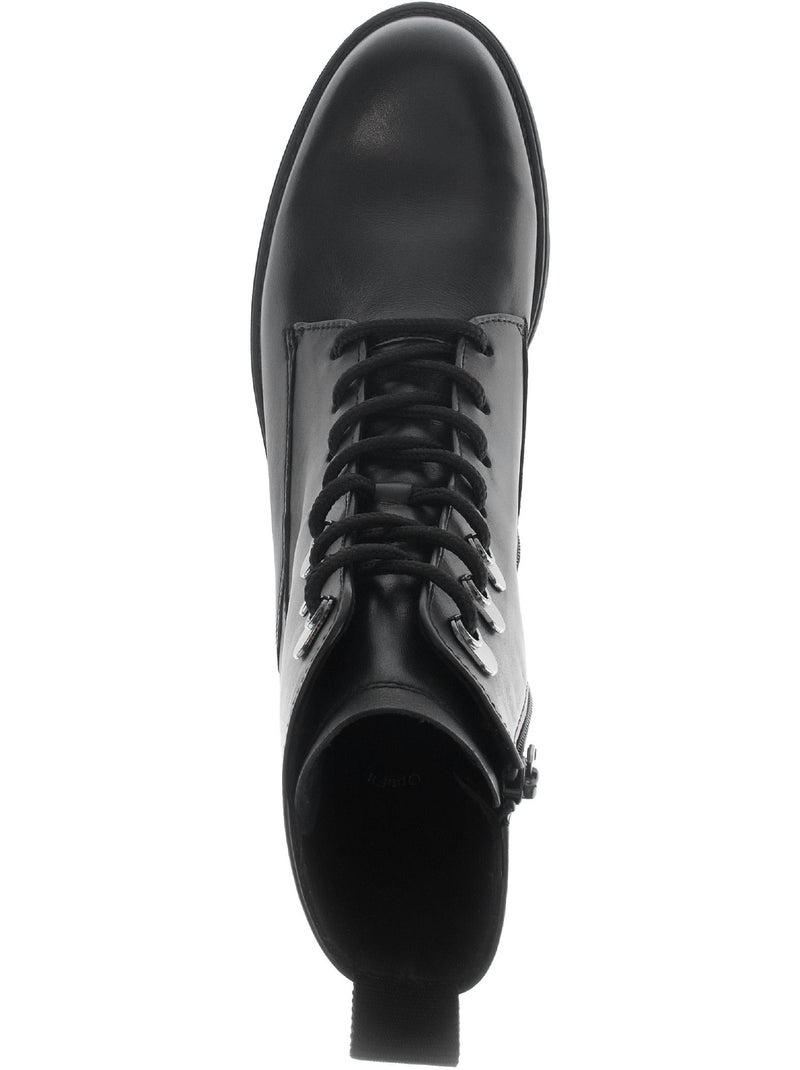 Bottines  en cuir lisse Noir Noir - Kiabi