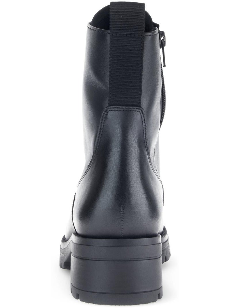 Bottines  en cuir lisse Noir Noir - Kiabi