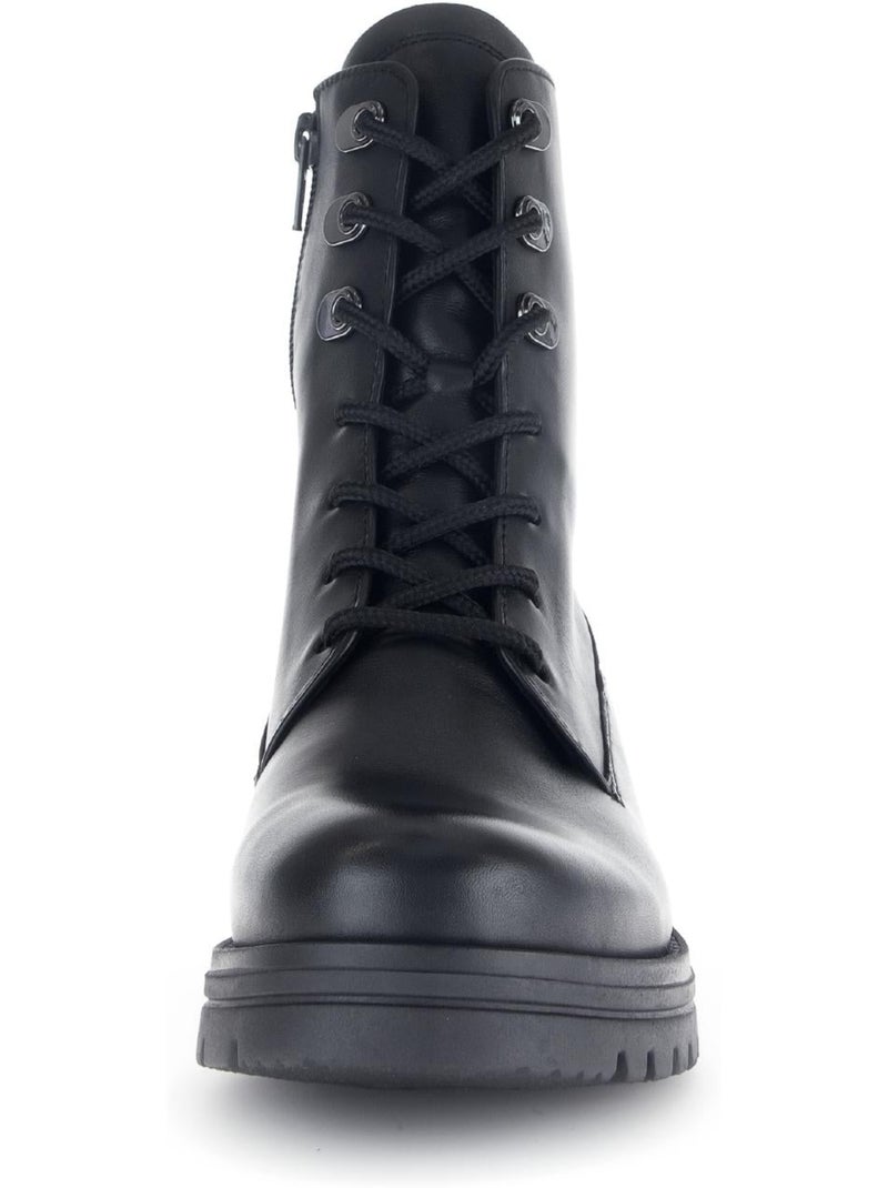 Bottines  en cuir lisse Noir Noir - Kiabi