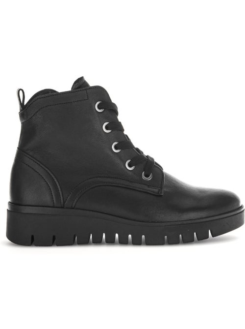 Bottines  en cuir lisse - Kiabi