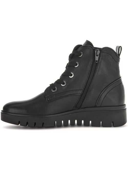Bottines  en cuir lisse - Kiabi