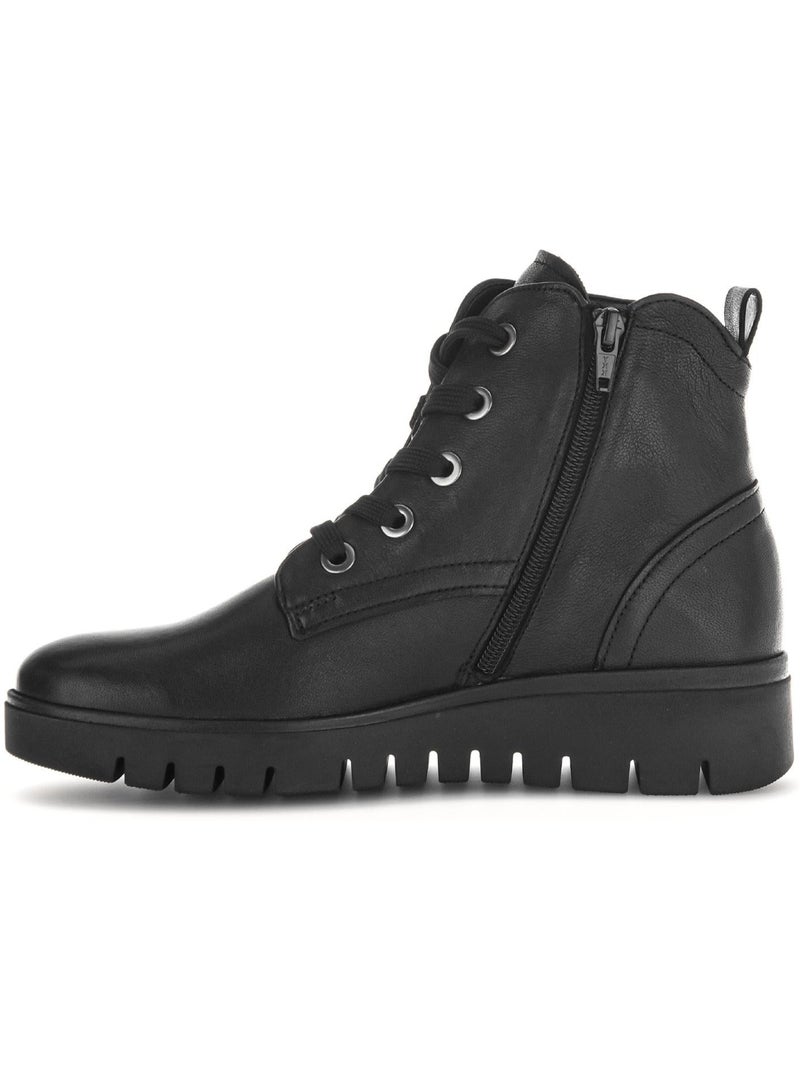 Bottines  en cuir lisse Noir Noir - Kiabi
