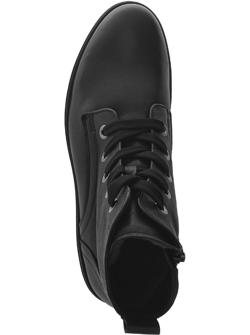 Bottines  en cuir lisse Noir Noir - Kiabi