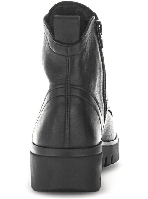 Bottines  en cuir lisse - Kiabi