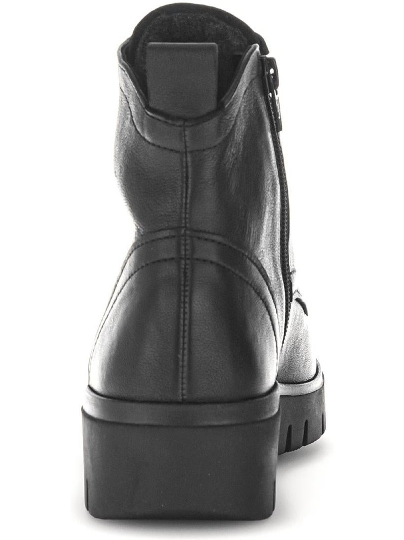 Bottines  en cuir lisse Noir Noir - Kiabi