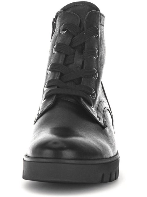 Bottines  en cuir lisse - Kiabi