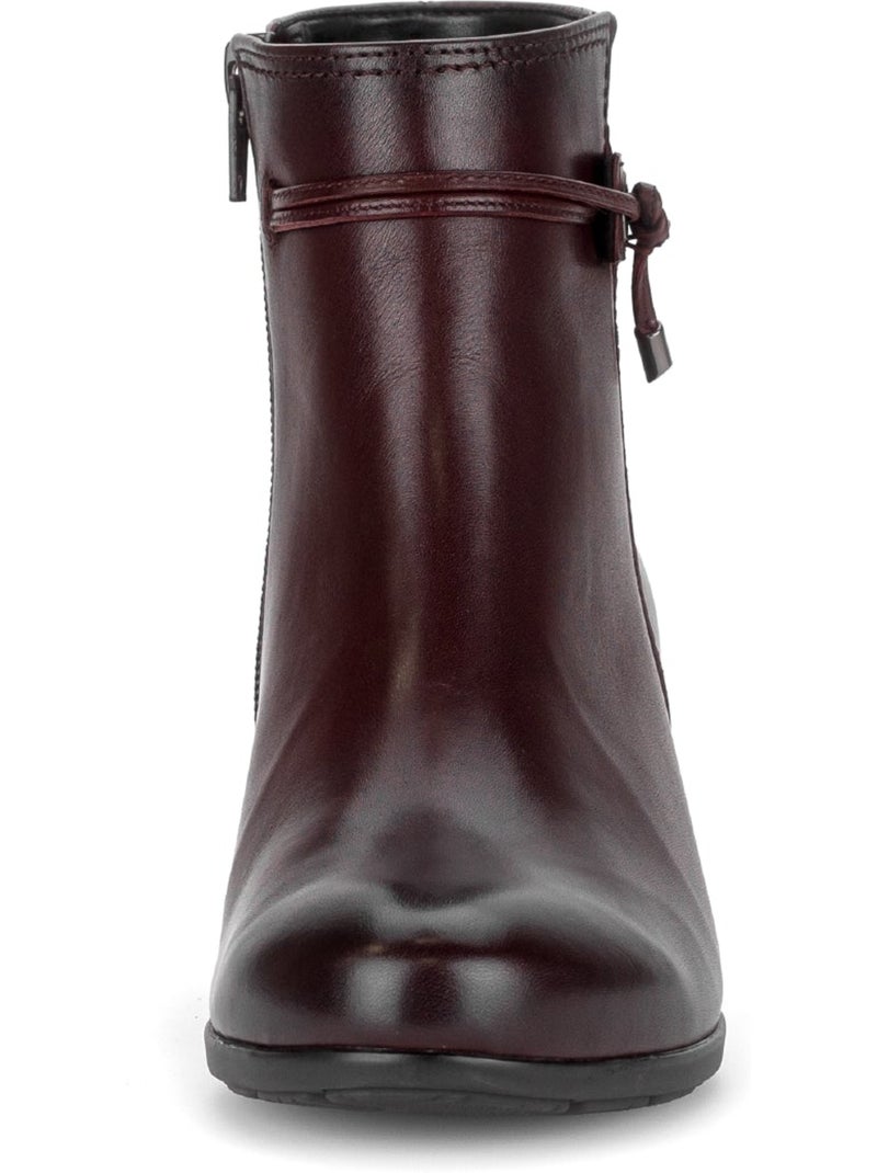 Bottines  en cuir lisse Rouge - Kiabi
