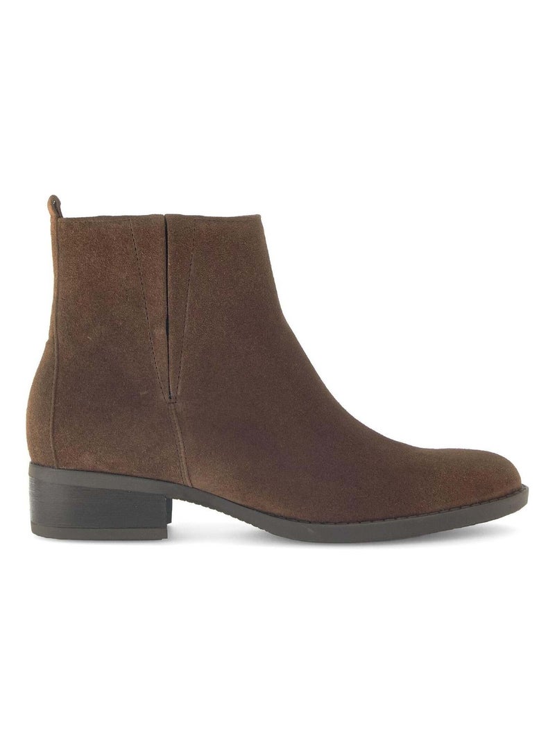 Bottines  en cuir Marron clair - Kiabi