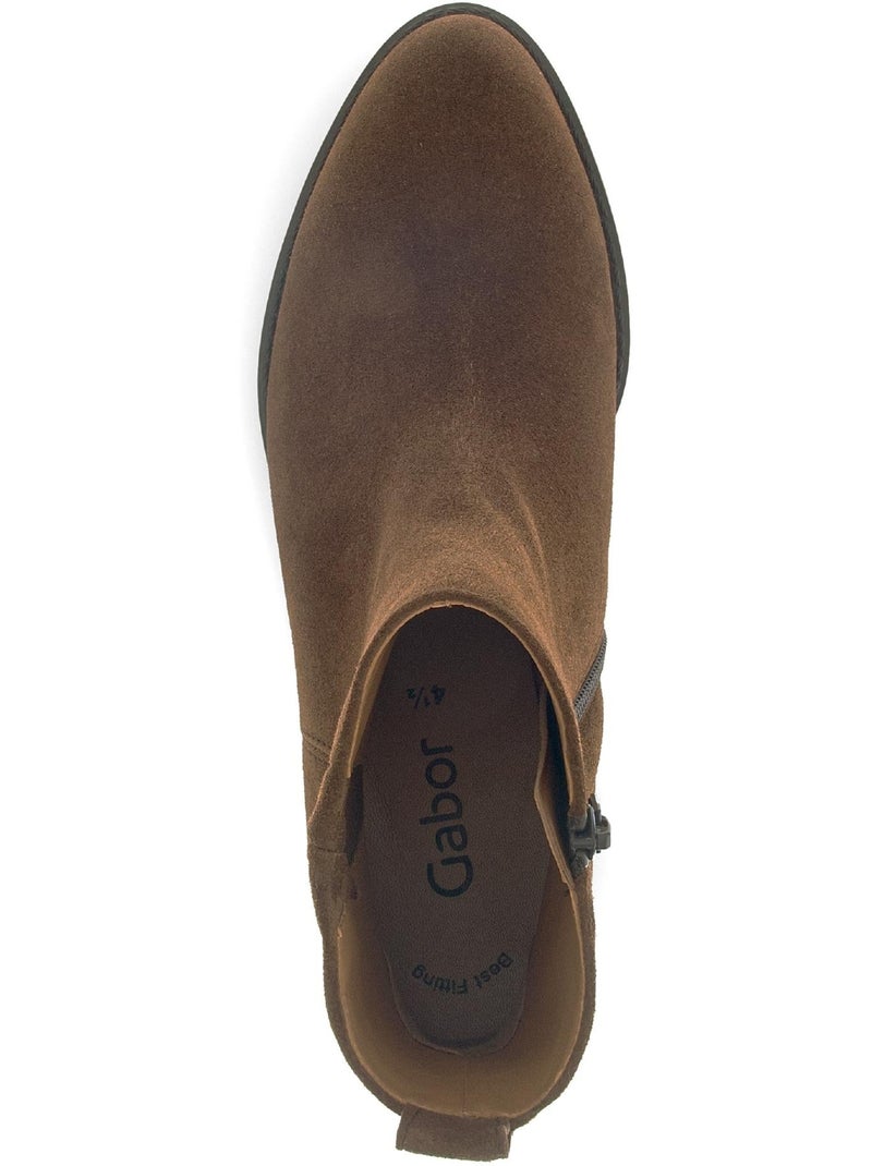 Bottines  en cuir Marron clair - Kiabi