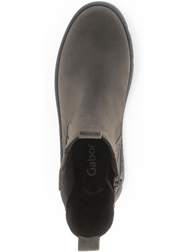Bottines  en cuir Marron - Kiabi