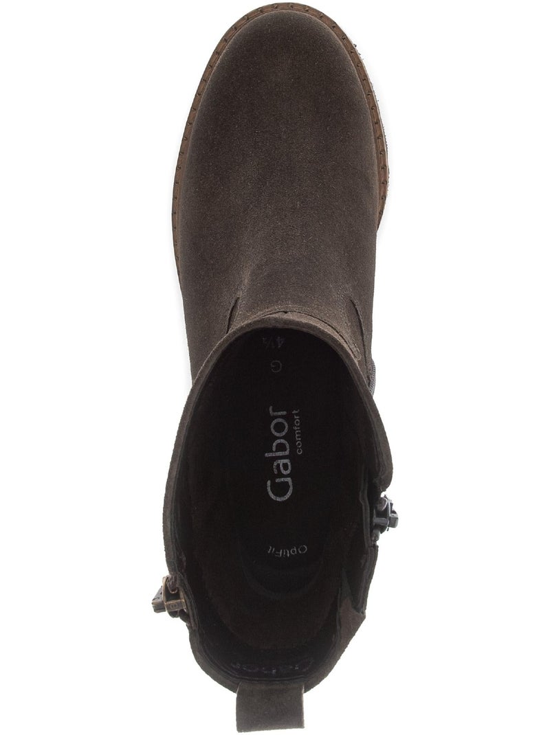 Bottines  en cuir Marron - Kiabi