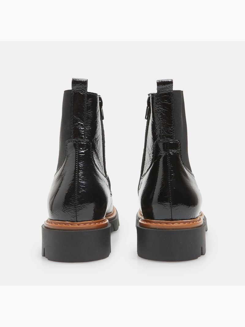 Bottines en Cuir Noir - Kiabi