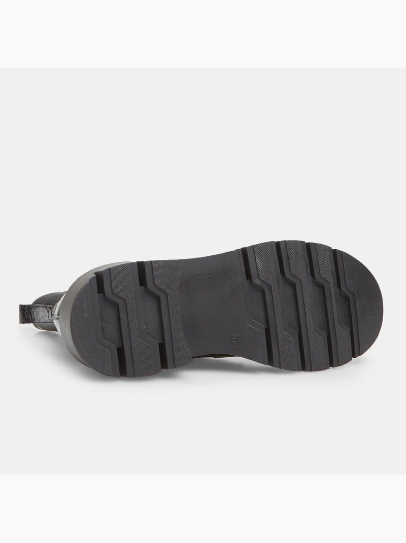 Bottines en Cuir Noir - Kiabi