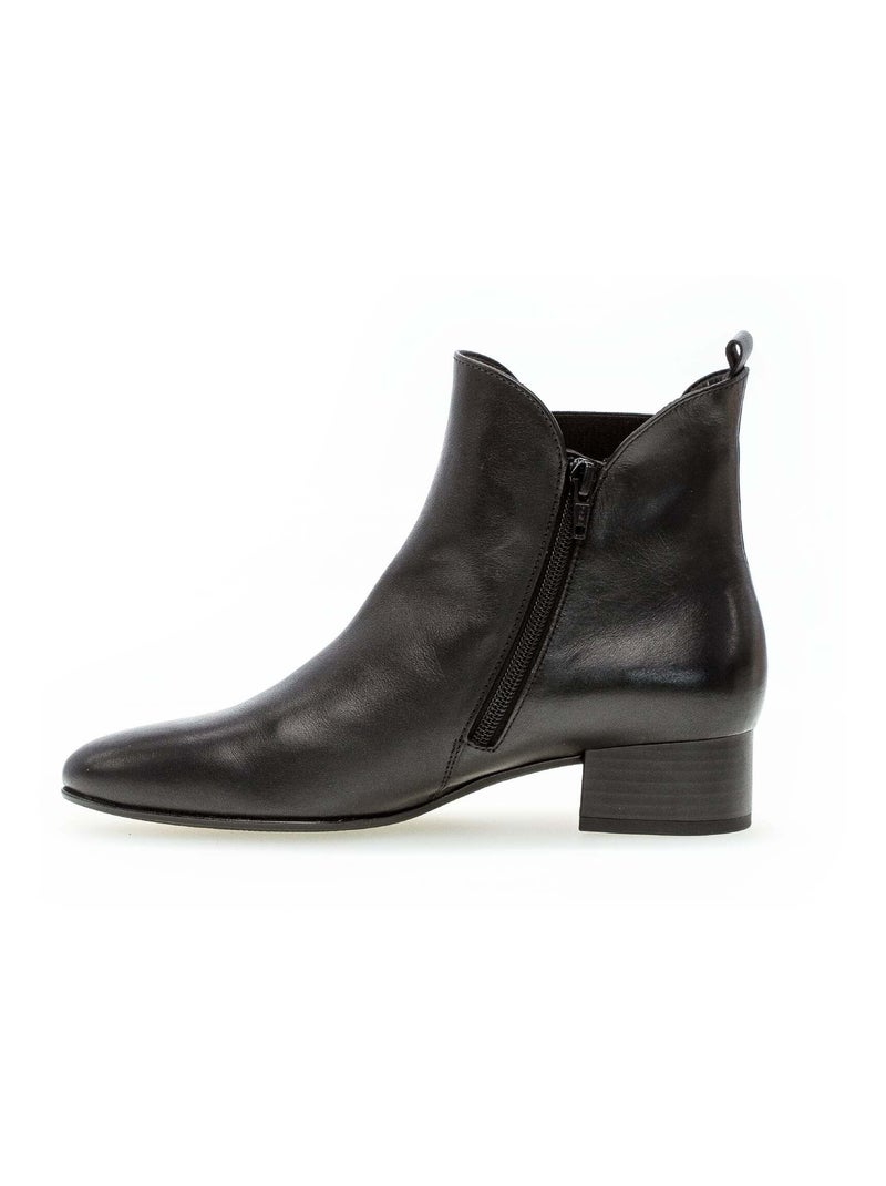 Bottines  en cuir Noir Noir - Kiabi