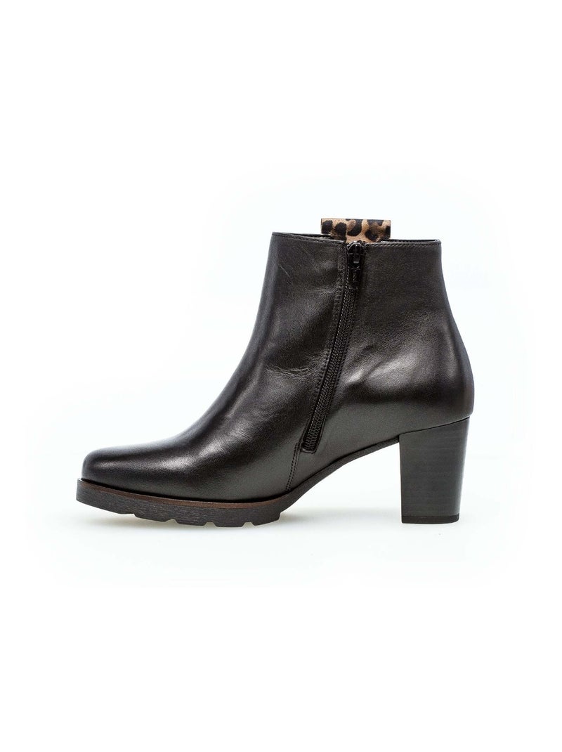 Bottines  en cuir Noir Noir - Kiabi
