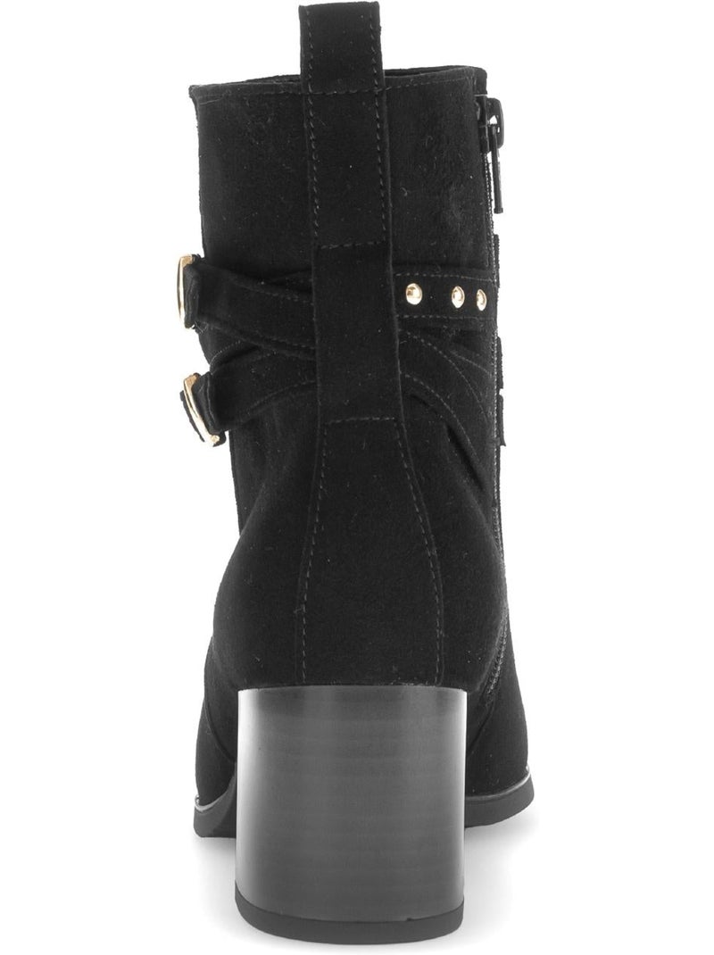 Bottines  en cuir Noir Noir - Kiabi
