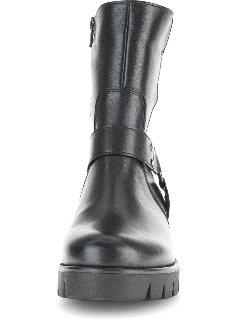 Bottines  en cuir Noir Noir - Kiabi