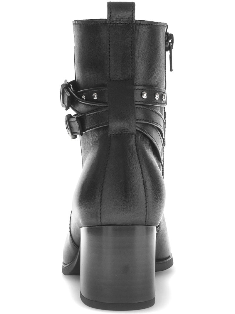 Bottines  en cuir Noir Noir - Kiabi
