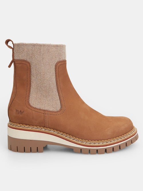 Bottines en cuir nubuck et tissu Weinbrenner - Kiabi