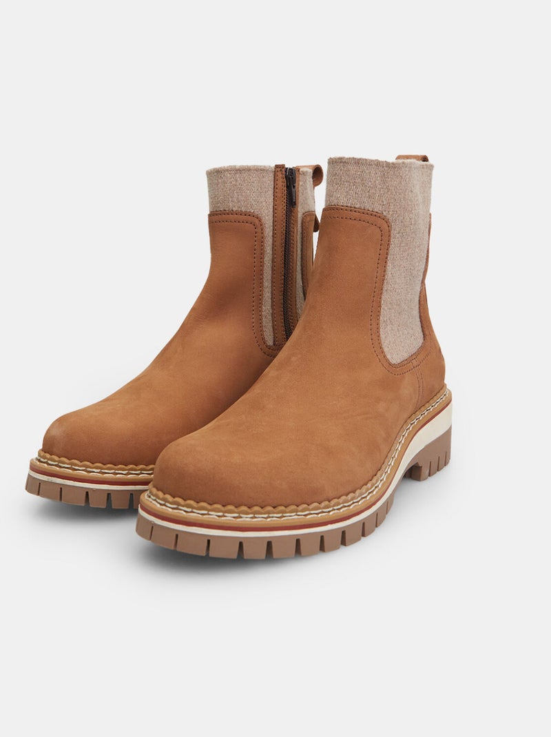 Bottines en cuir nubuck et tissu Weinbrenner Marron - Kiabi