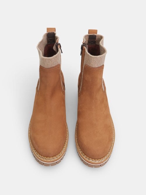Bottines en cuir nubuck et tissu Weinbrenner - Kiabi