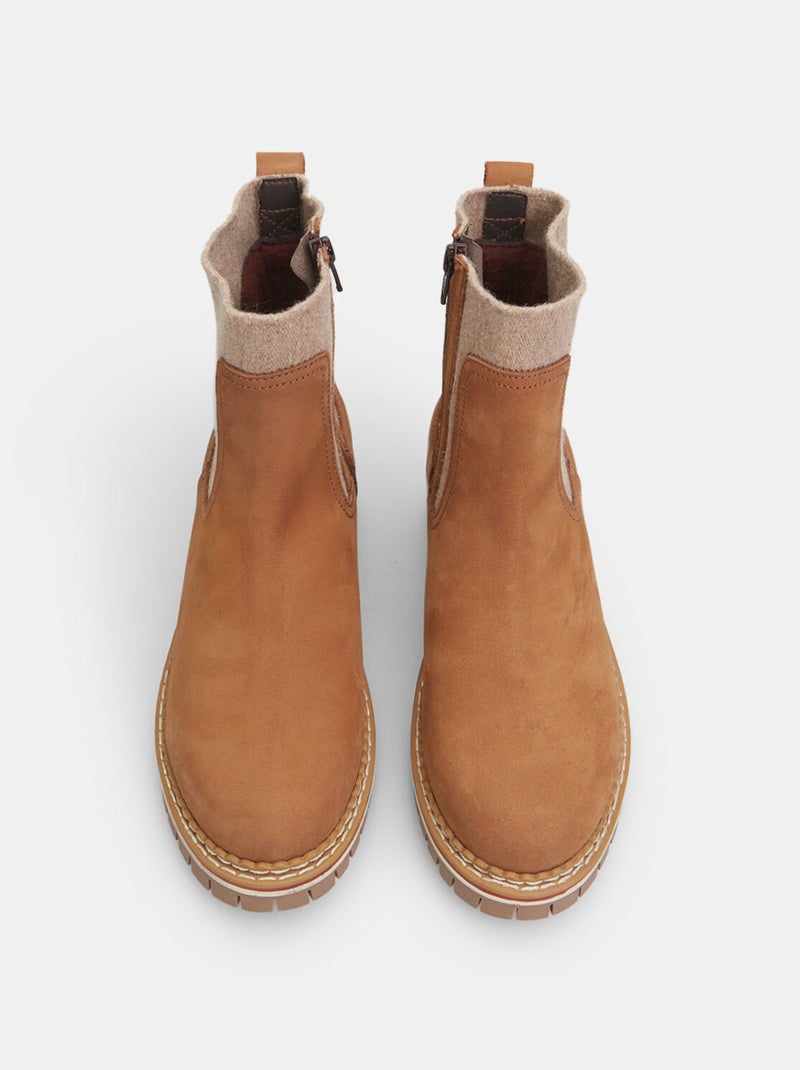 Bottines en cuir nubuck et tissu Weinbrenner Marron - Kiabi