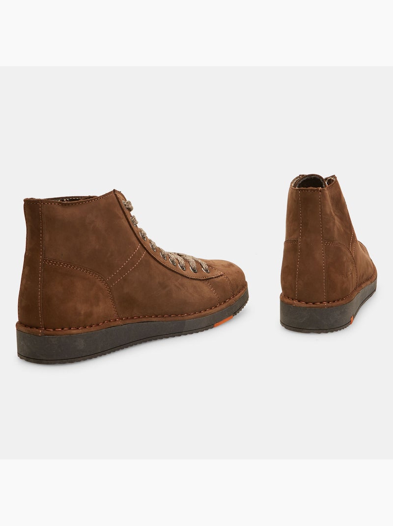 Bottines en cuir nubuck Marron - Kiabi