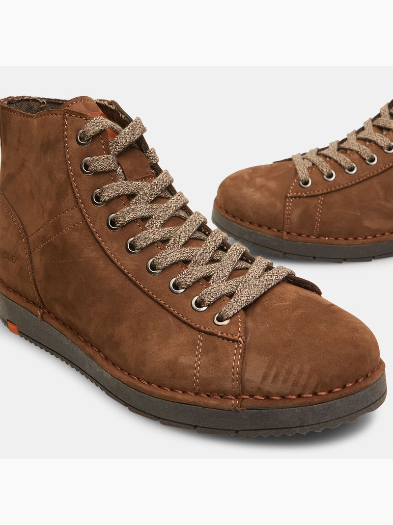 Bottines en cuir nubuck Marron - Kiabi