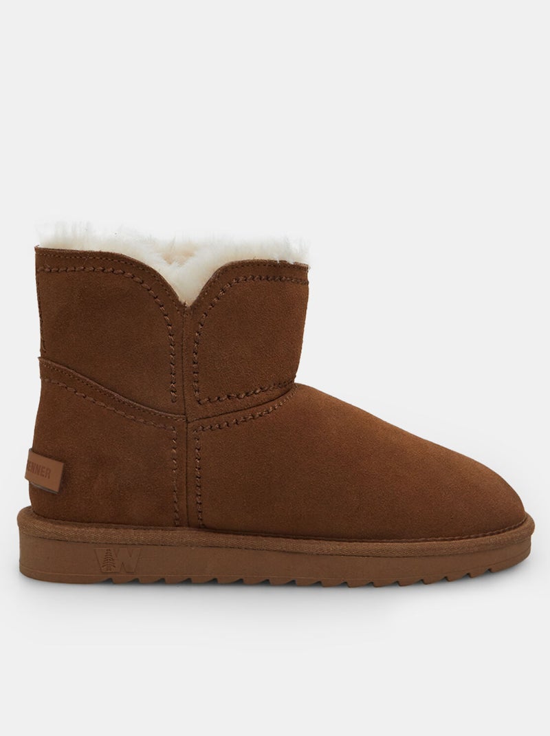 bottines en cuir velours BATA Beige - Kiabi