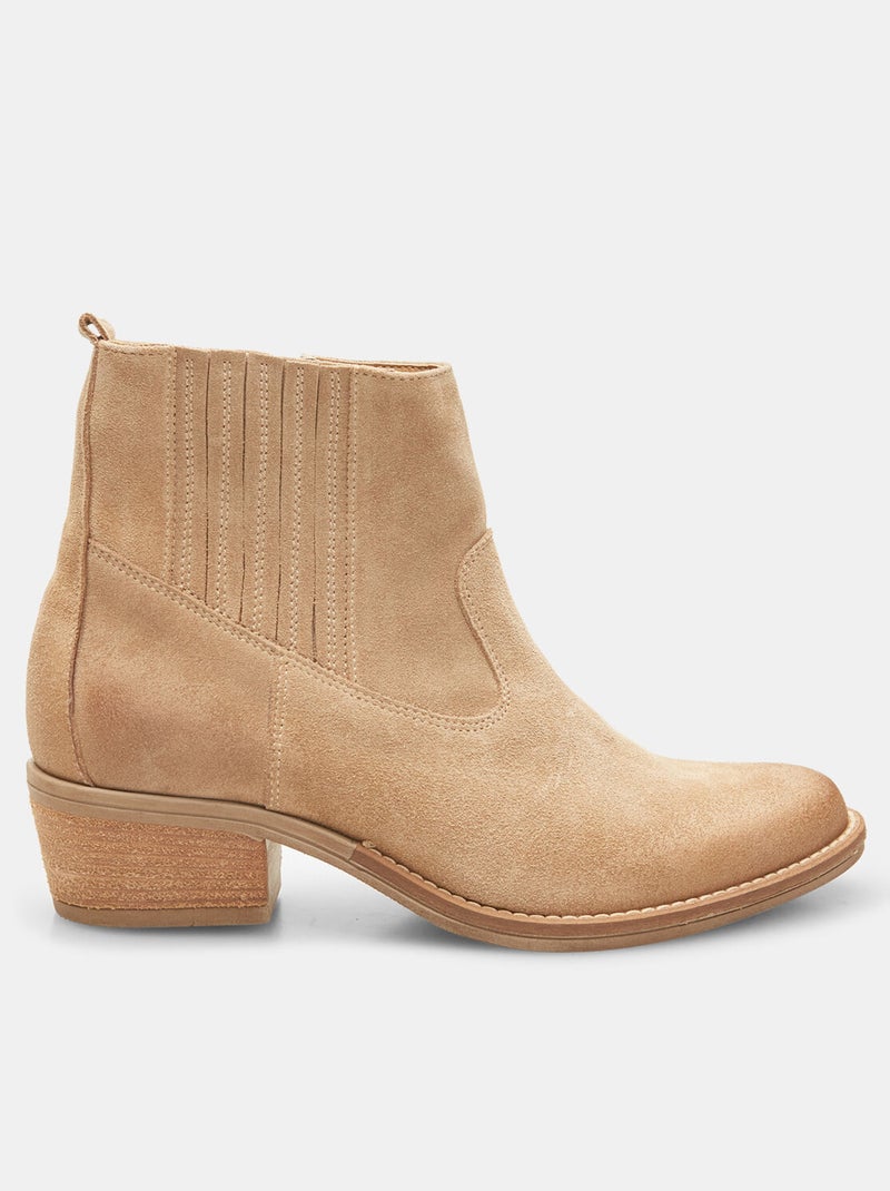 Bottines en cuir velours BATA Beige - Kiabi