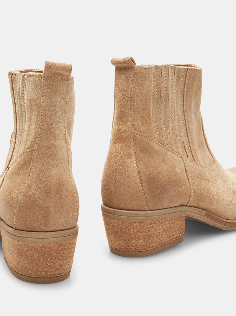 Bottines en cuir velours BATA Beige - Kiabi