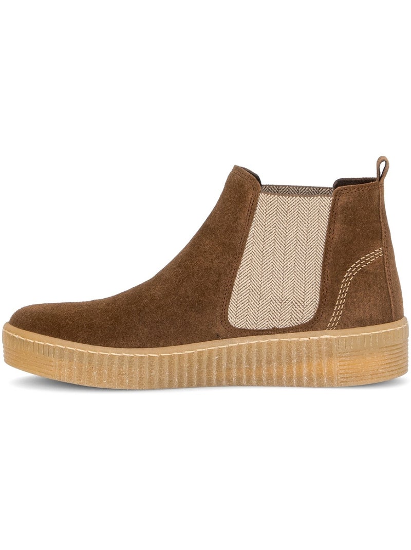 Bottines  en cuir velours Beige - Kiabi