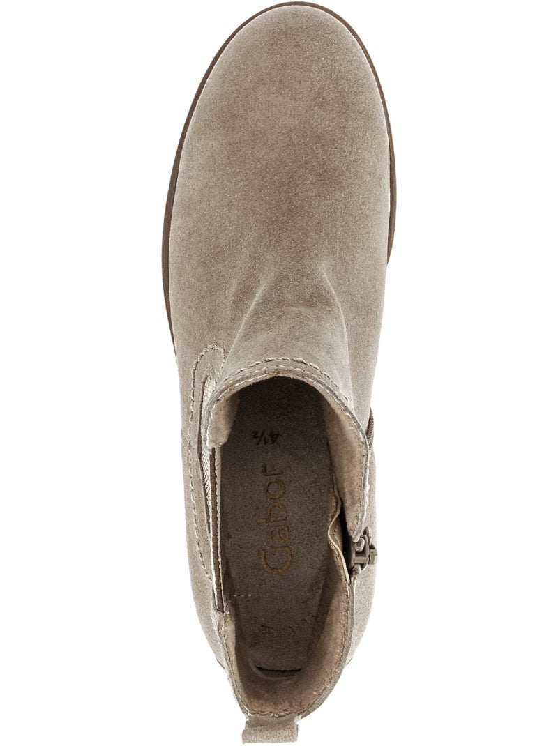 Bottines  en cuir velours Beige - Kiabi