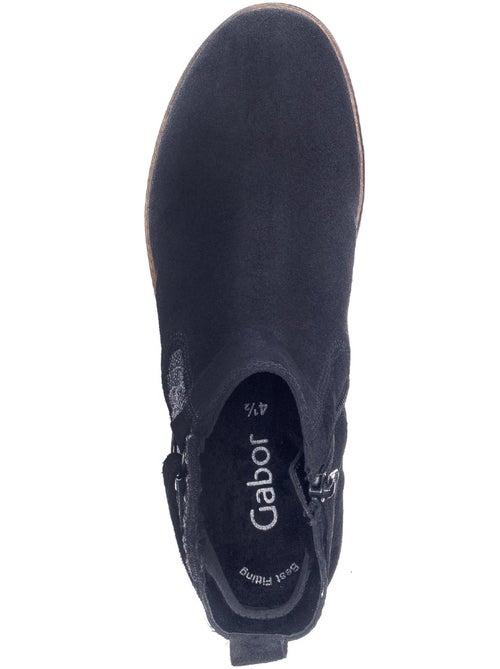 Bottines  en cuir velours - Kiabi