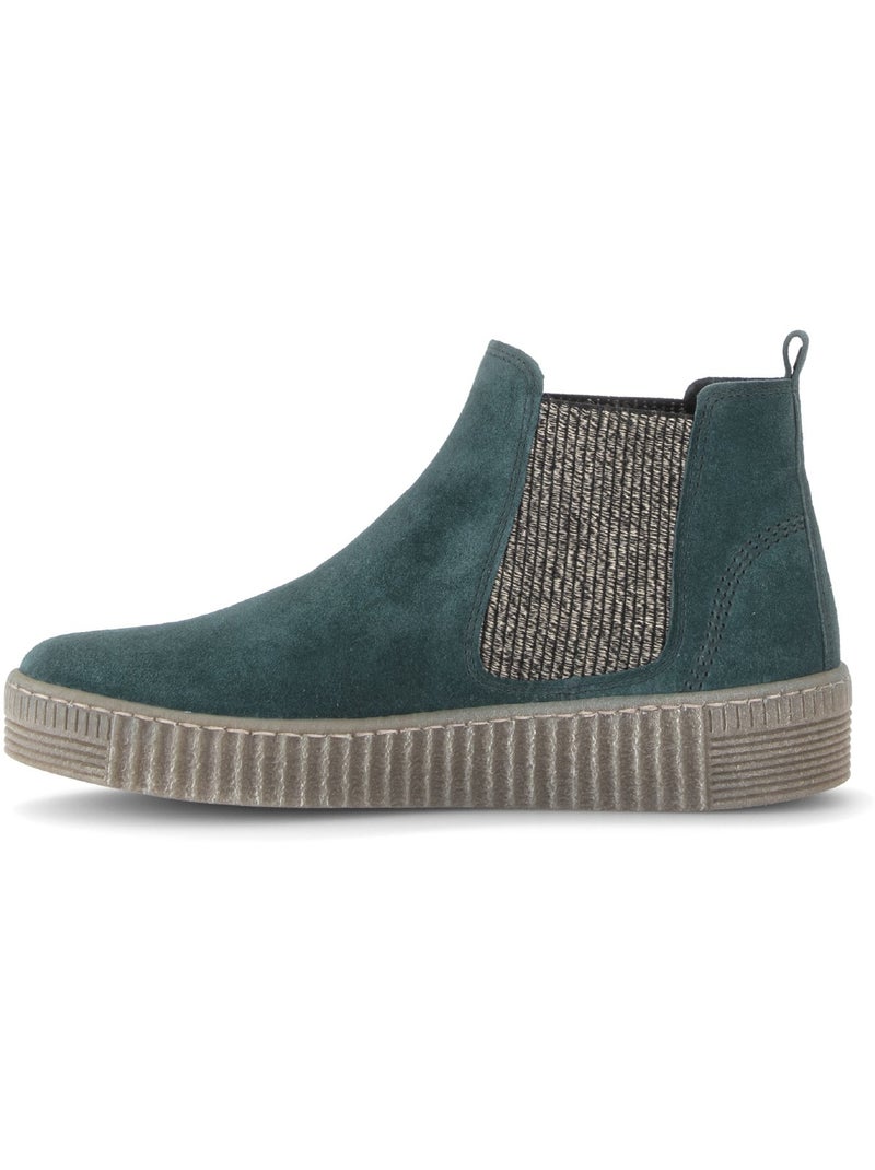 Bottines  en cuir velours Bleu - Kiabi