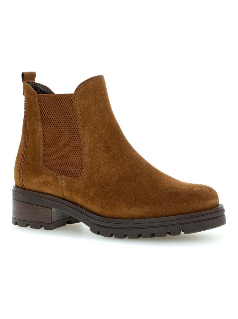 Bottines  en cuir velours Gabor Marron - Kiabi