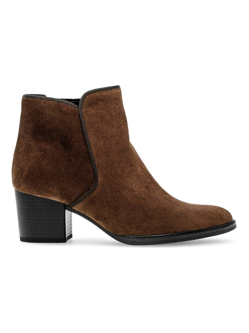 Bottines  en cuir velours Gabor Marron - Kiabi